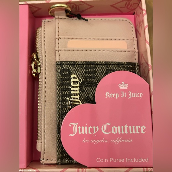 Juicy Couture Taupe Dark Brown Mini Wristlet Purse Set Logo Crossbody - Picture 3 of 7